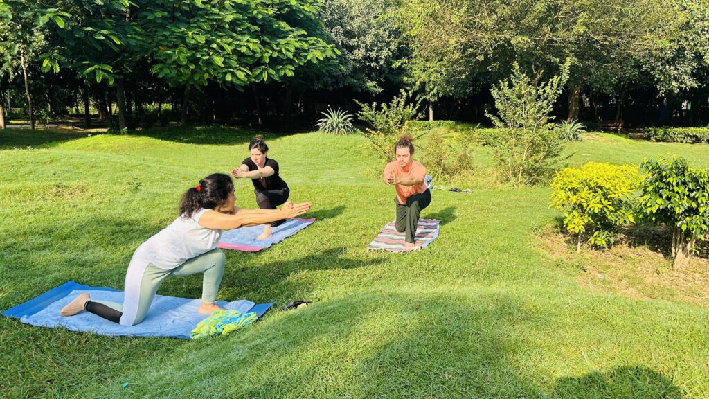 Yoga in Heritage Gulmohar Park Near Our Homestay by Dr Bali