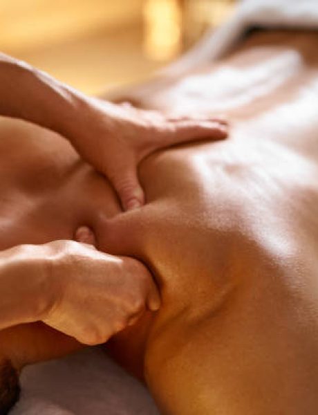 Close-up of a man getting  massage Close-up of a man getting  massage