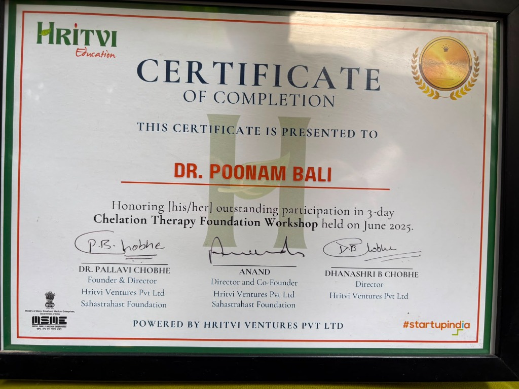 Certificate - Hritvi Chelation Therapy Foundation Workshop